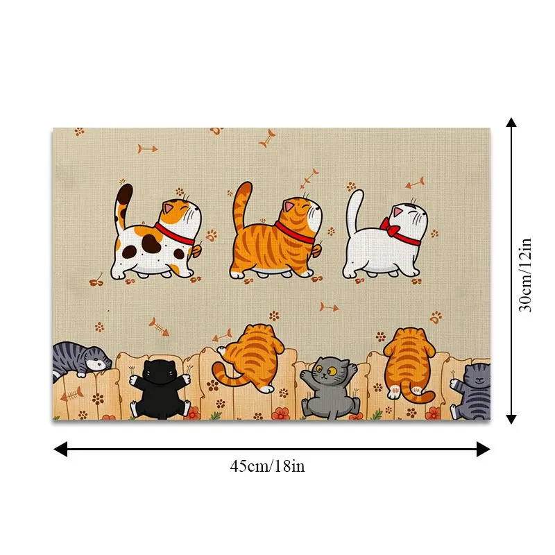 4Pcs, Cat-Themed Placemats, Best Placemats, Washable, Suitable for Holiday Parties, Home Decor, Kitchen Countertops, Rectangular Dining Rooms, Make Your Dining Room and Kitchen More Beautiful, Birthday Gifts and Housewarming Party Gifts for Family and Friends thumbnail 4