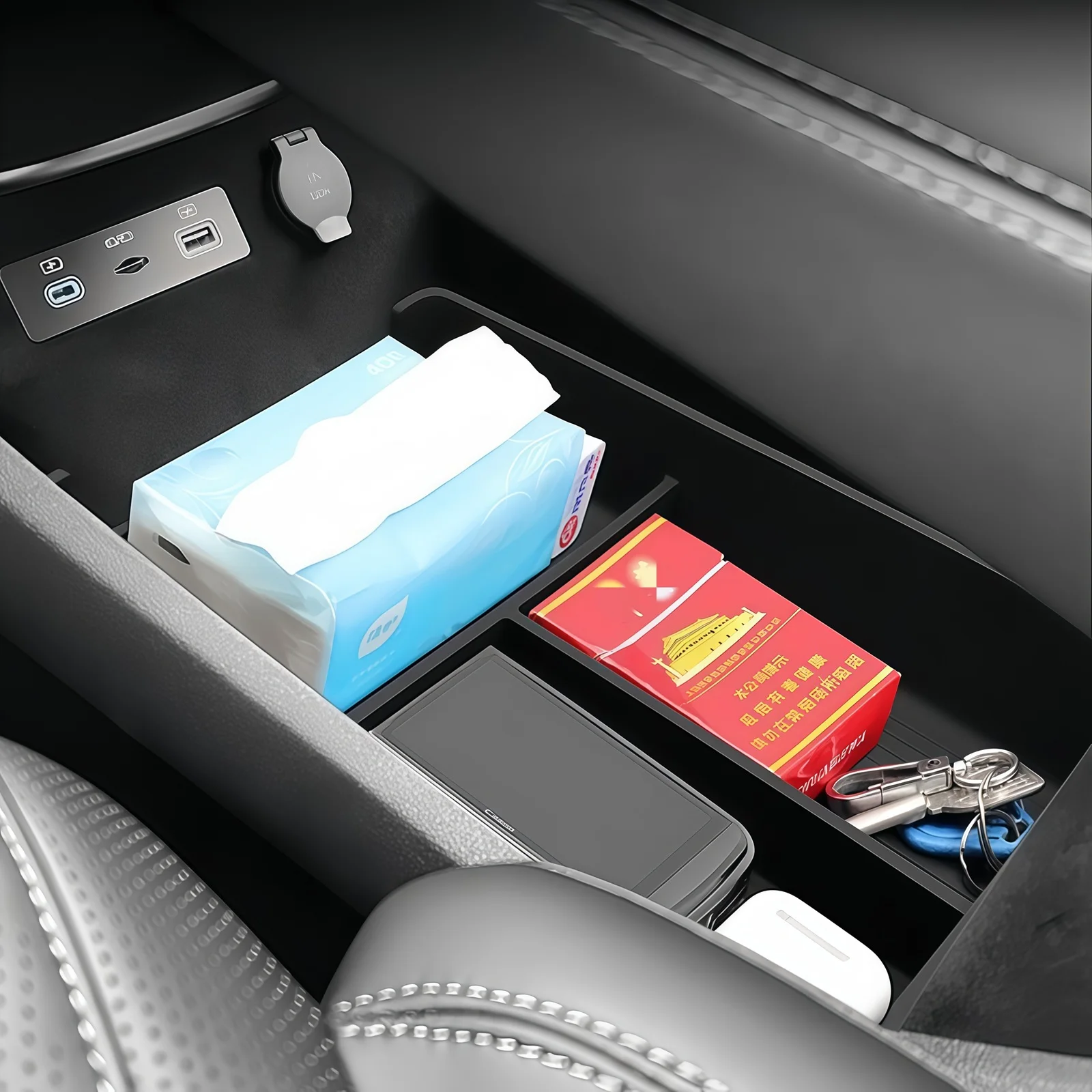 For BYD Sealion 7 EV 2024-2026 Car Storage Box Interior Accessories Center Console Lower Layer Storage Box Organizer Tidying thumbnail 4