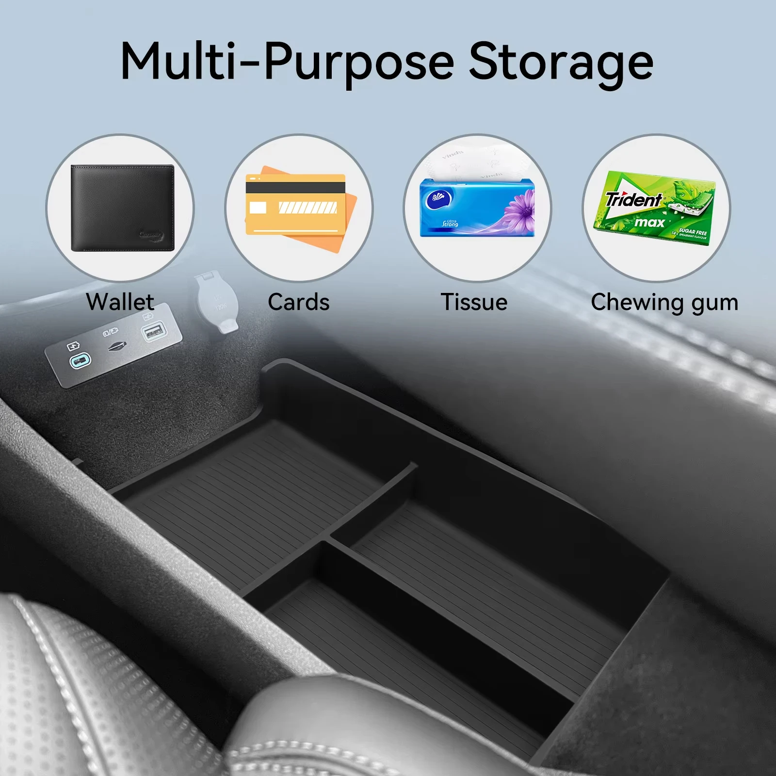 For BYD Sealion 7 EV 2024-2026 Car Storage Box Interior Accessories Center Console Lower Layer Storage Box Organizer Tidying thumbnail 3