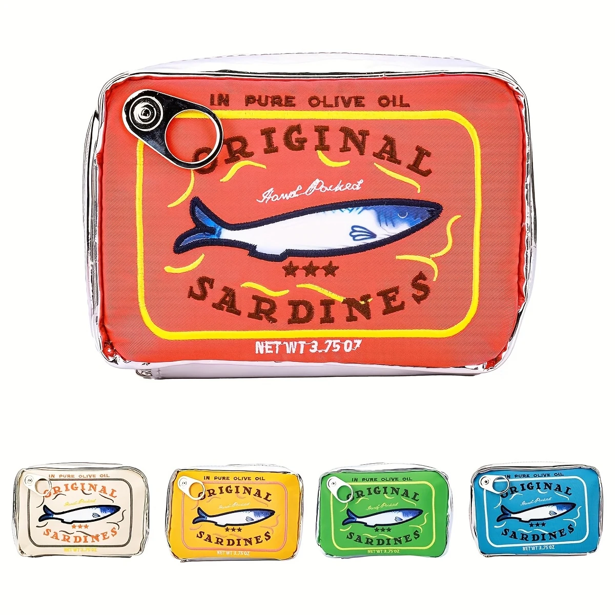 YANZAI Kawaii Canned Sardines Style Makeup Bag Cute Travel Cosmetic Bag Bath Wash Bag Creative Makeup Pouch Case Beauty Bag