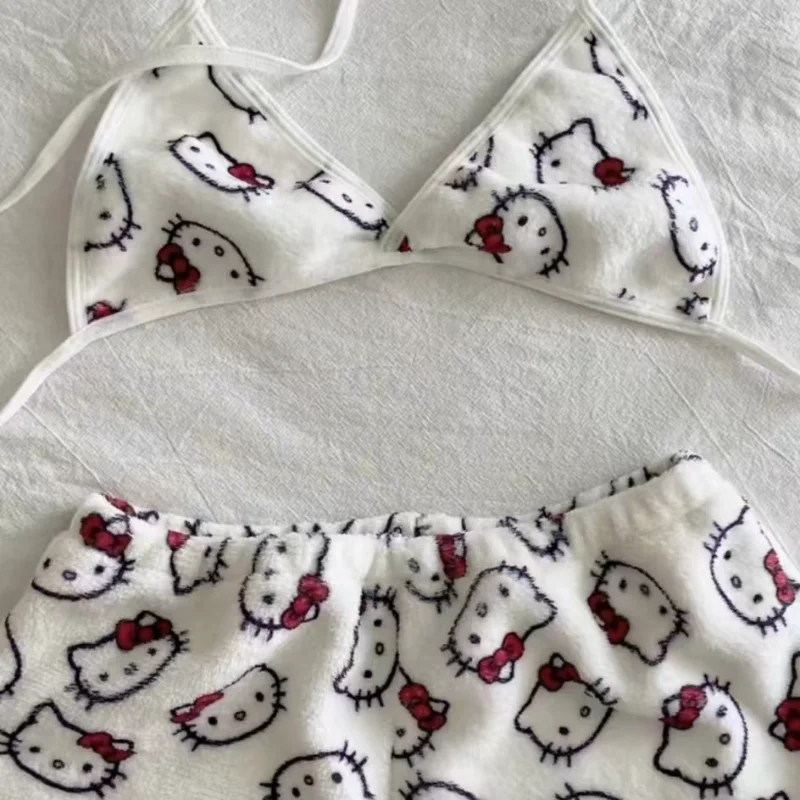 Hello Kitty Ladies Pajama Two Pieces Set Anime Kawaii Women Home Underwear Cute Summer Beachwear Bra Shorts Girl's Sexy Bikini thumbnail 3