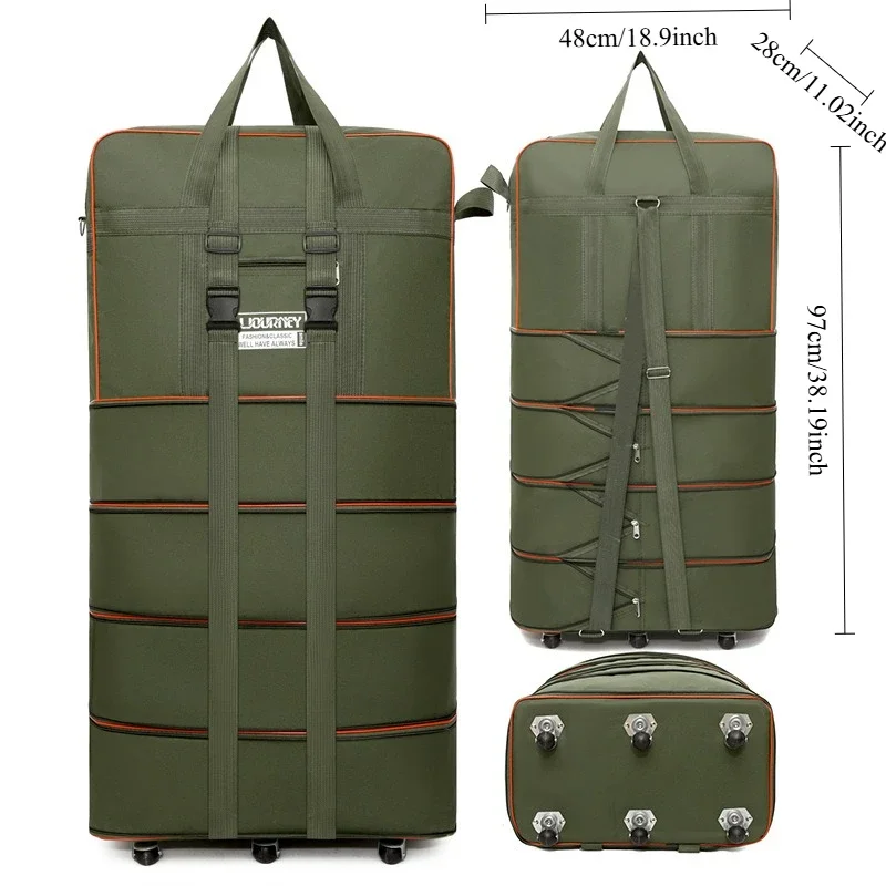 Folding travel bag suitcase spinner wheel abroad 158 air consignment large capacity telescopic duffle bag thumbnail 2