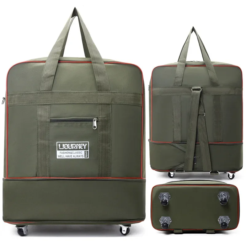 Folding travel bag suitcase spinner wheel abroad 158 air consignment large capacity telescopic duffle bag thumbnail 4