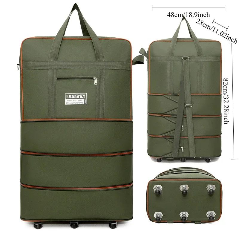 Folding travel bag suitcase spinner wheel abroad 158 air consignment large capacity telescopic duffle bag thumbnail 3