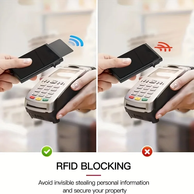 Pop-Up RFID Blocking Card Holder Aluminum Alloy Card Push Bag Large-Capacity Phone Magnetic Metal Box Wallet Men Women Purse thumbnail 6