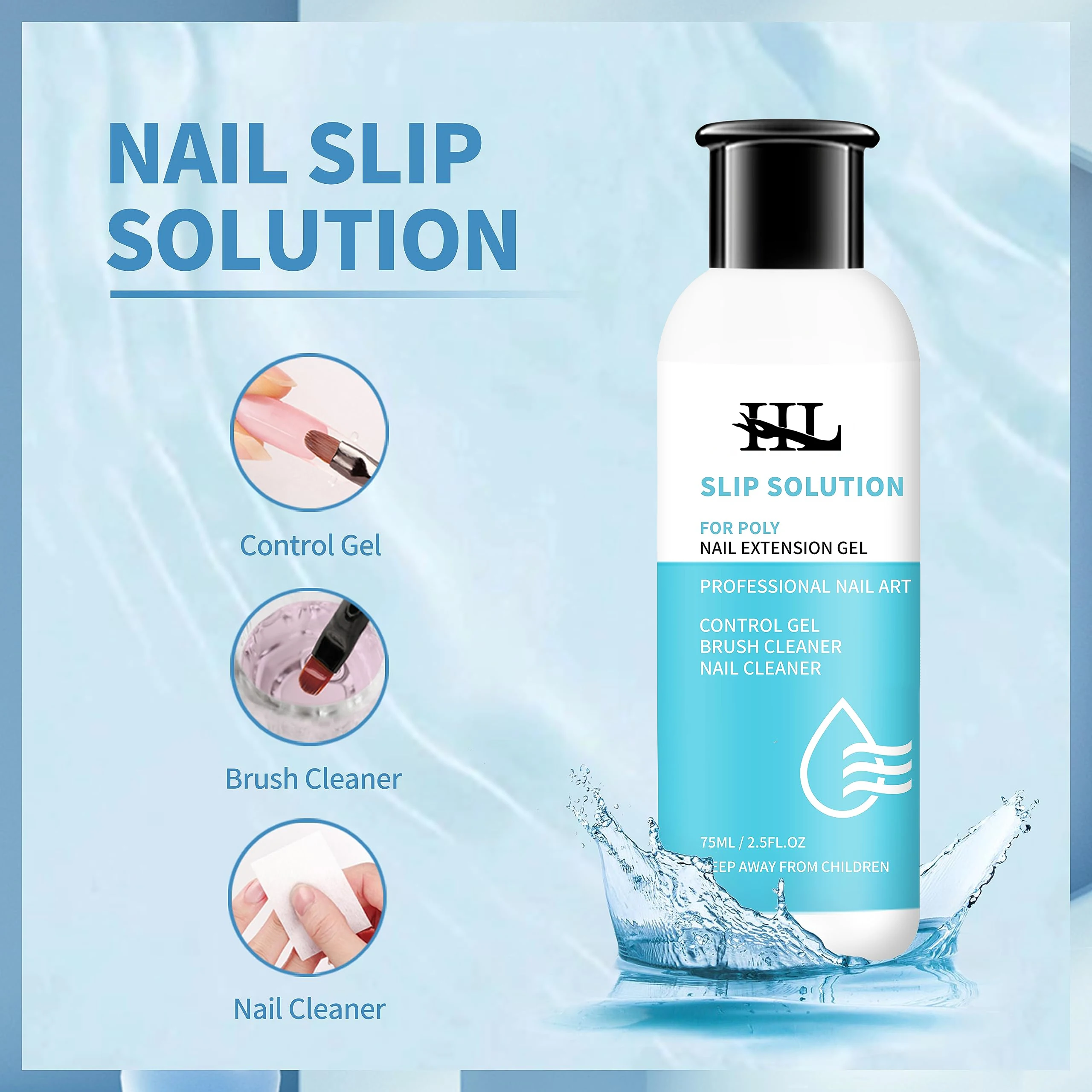 75ml Slip Solution for Poly Gel Builder Acrylic Gel Brush Cleaner Quickly And Thoroughly Remove Nail Polish 2pcs per set thumbnail 3