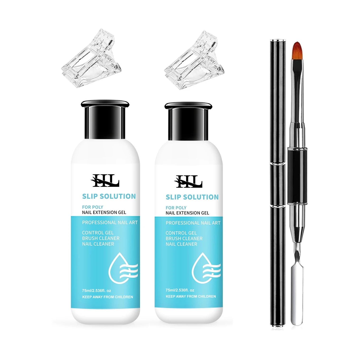 75ml Slip Solution for Poly Gel Builder Acrylic Gel Brush Cleaner Quickly And Thoroughly Remove Nail Polish 2pcs per set