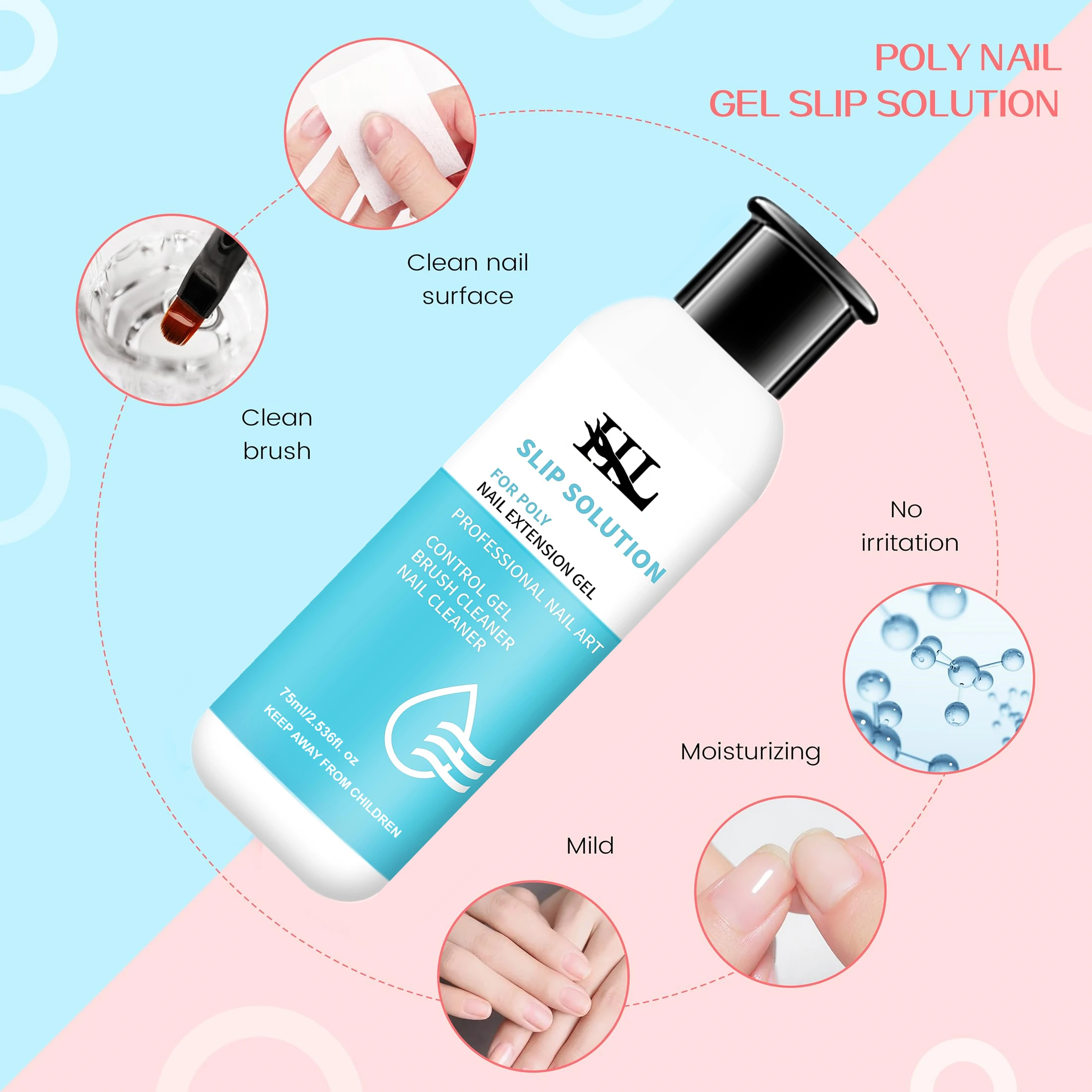 75ml Slip Solution for Poly Gel Builder Acrylic Gel Brush Cleaner Quickly And Thoroughly Remove Nail Polish 2pcs per set thumbnail 5
