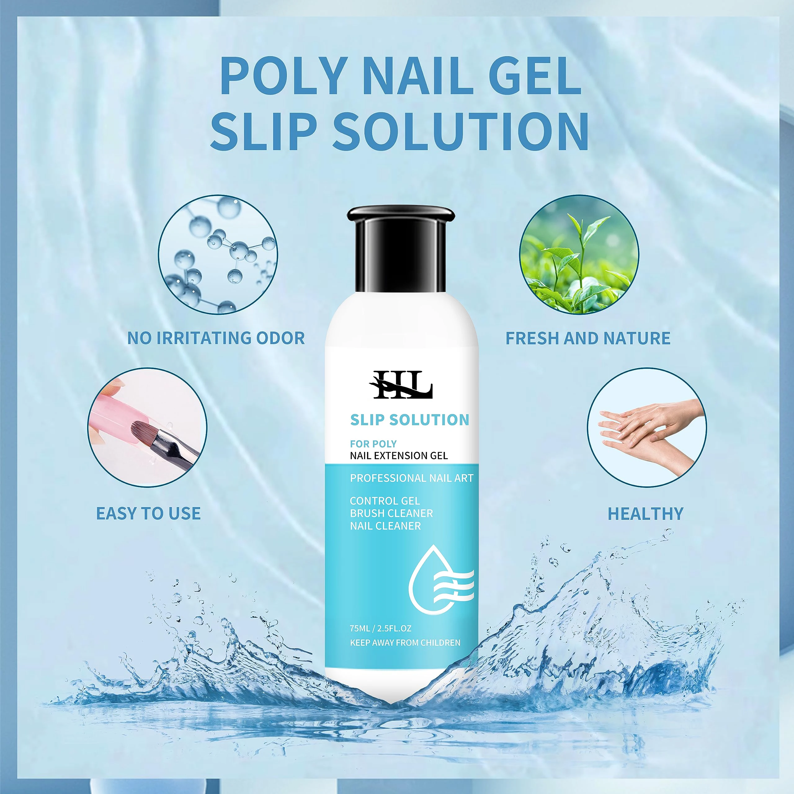 75ml Slip Solution for Poly Gel Builder Acrylic Gel Brush Cleaner Quickly And Thoroughly Remove Nail Polish 2pcs per set thumbnail 2
