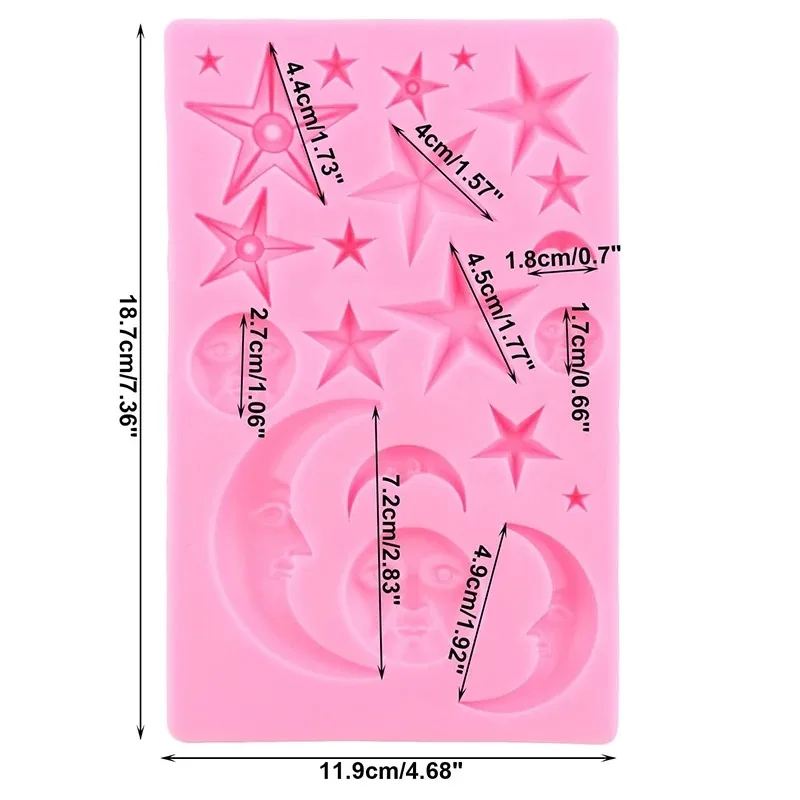 Sun Face Moon Stars Polymer Clay Molds Silicone Fondant Mould For Expoxy Resin Crafts Cake Decorating Tools Gumpaste Sugarcraft thumbnail 2