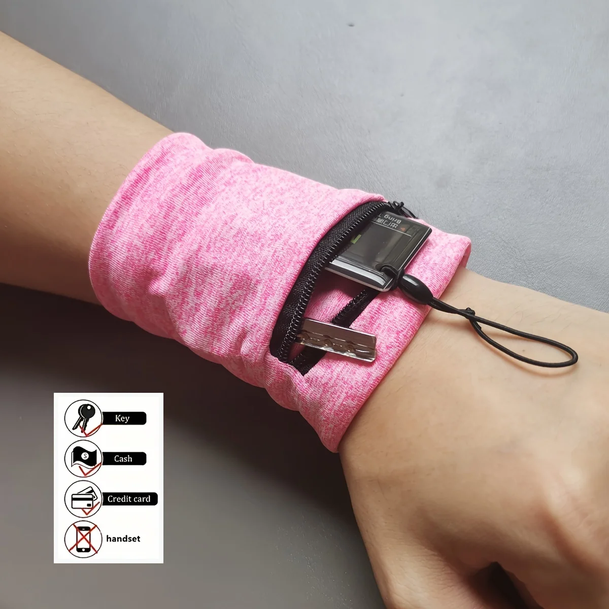 Zipper Running Bags Lightweight Wrist Wallet Pouch for Phone Key Card Sweatband Gym Fitness Sports Cycling Wristband Arm Bag thumbnail 4