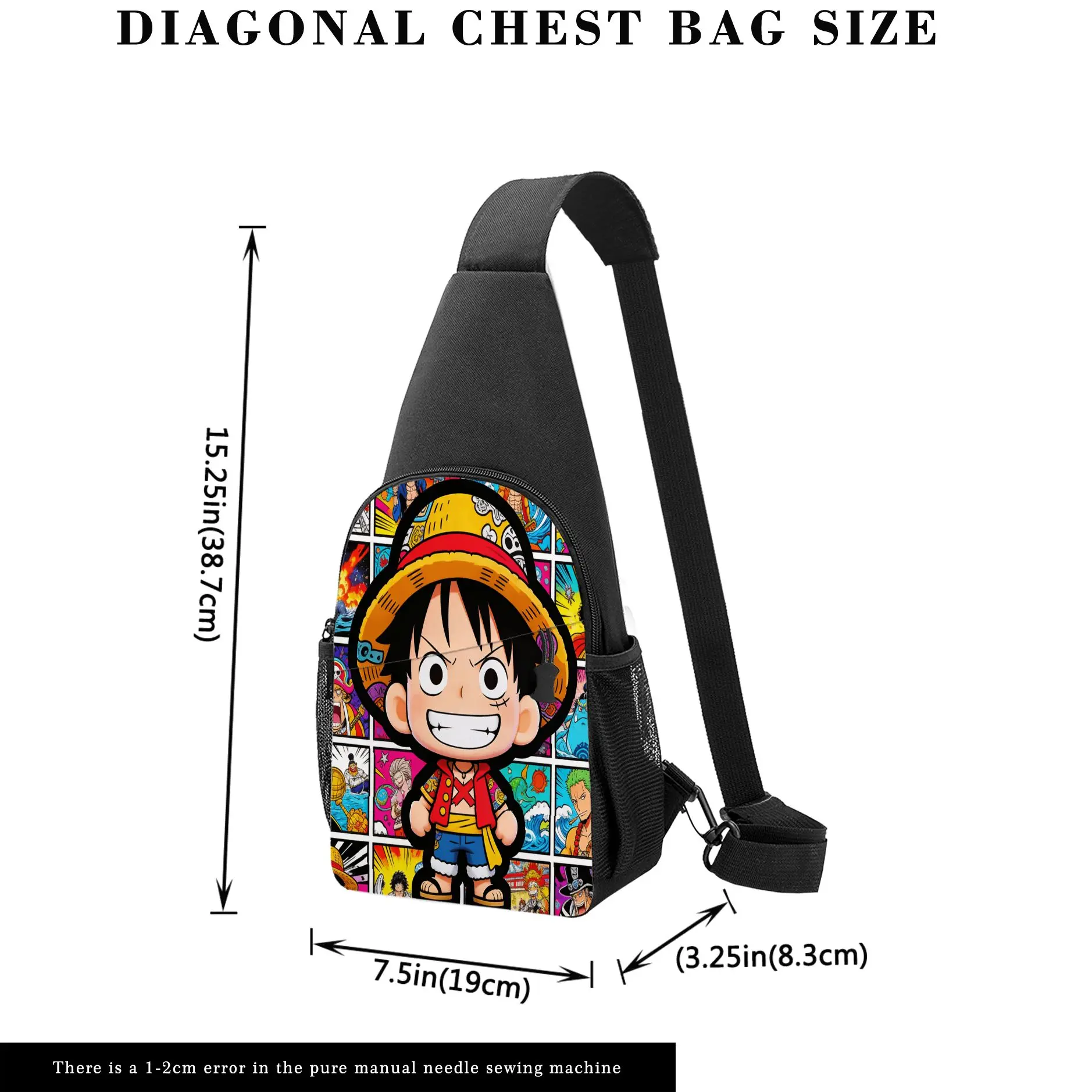 One Piece Luffy Anime Print Sling Crossbody Bag, Lightweight Chest Backpack for Men, Casual Travel Shoulder Bag thumbnail 2