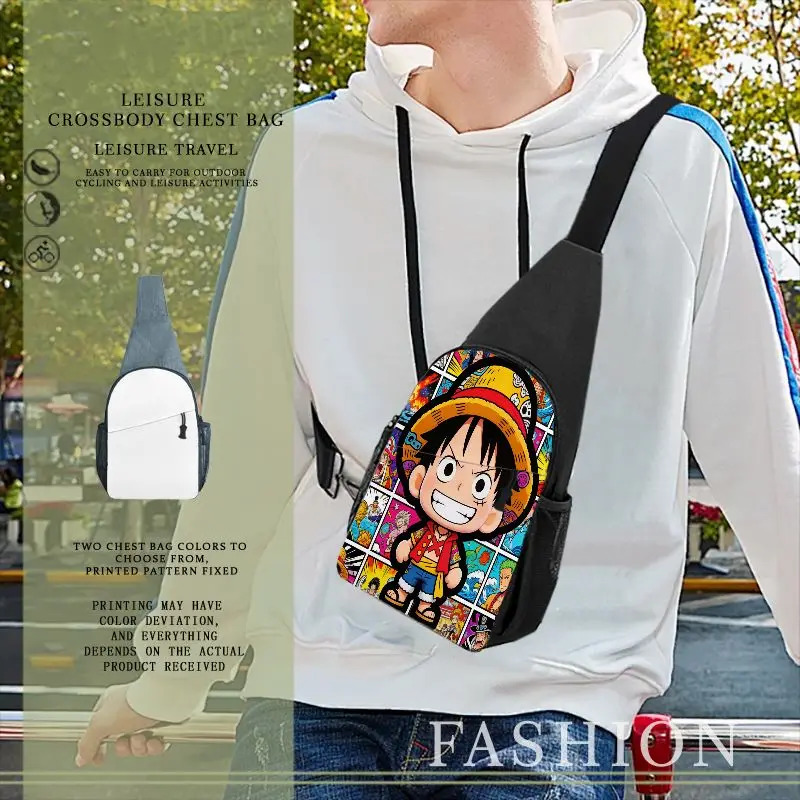 One Piece Luffy Anime Print Sling Crossbody Bag, Lightweight Chest Backpack for Men, Casual Travel Shoulder Bag