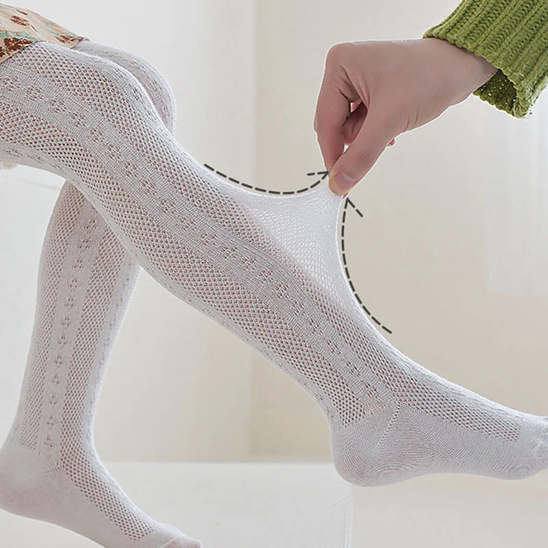 Summer Thin Baby Tights For Girls Soft Children's Cotton Breathable Hollow Mesh Pantyhose Solid Simple Girl Leggings 0-12Years thumbnail 3