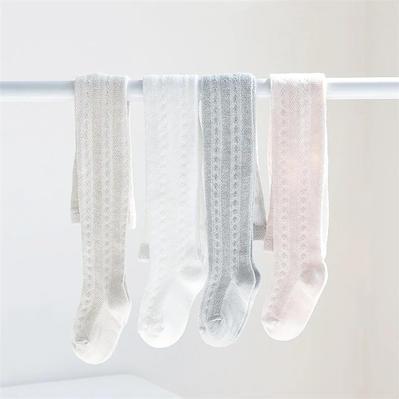 Summer Thin Baby Tights For Girls Soft Children's Cotton Breathable Hollow Mesh Pantyhose Solid Simple Girl Leggings 0-12Years thumbnail 4