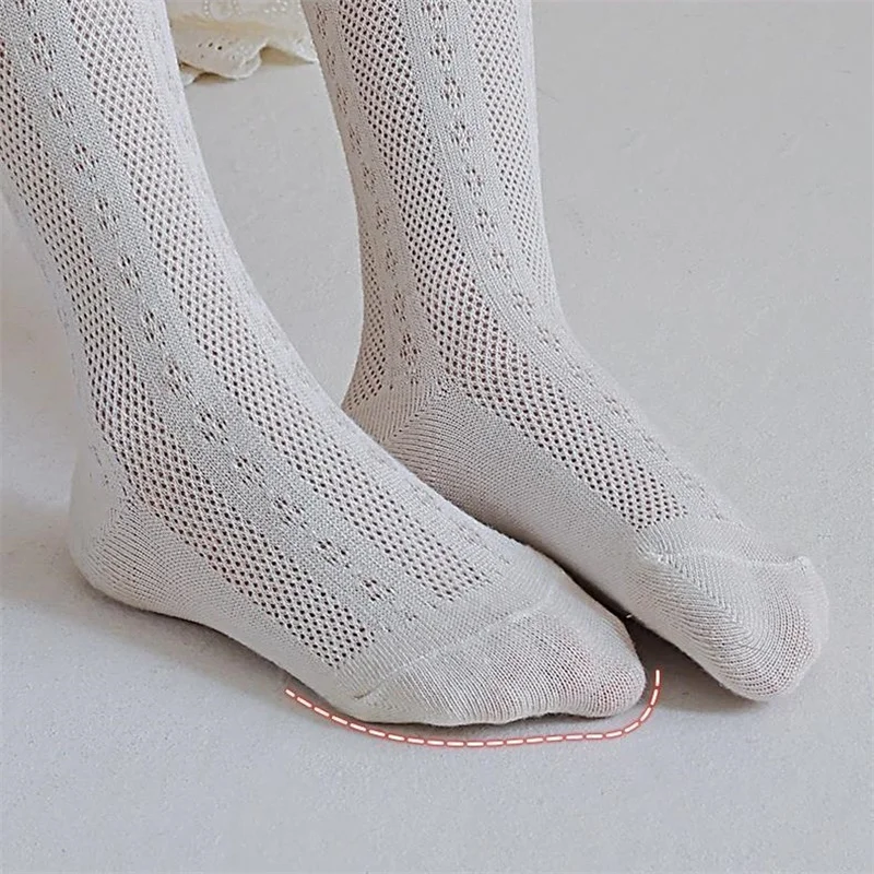 Summer Thin Baby Tights For Girls Soft Children's Cotton Breathable Hollow Mesh Pantyhose Solid Simple Girl Leggings 0-12Years thumbnail 5
