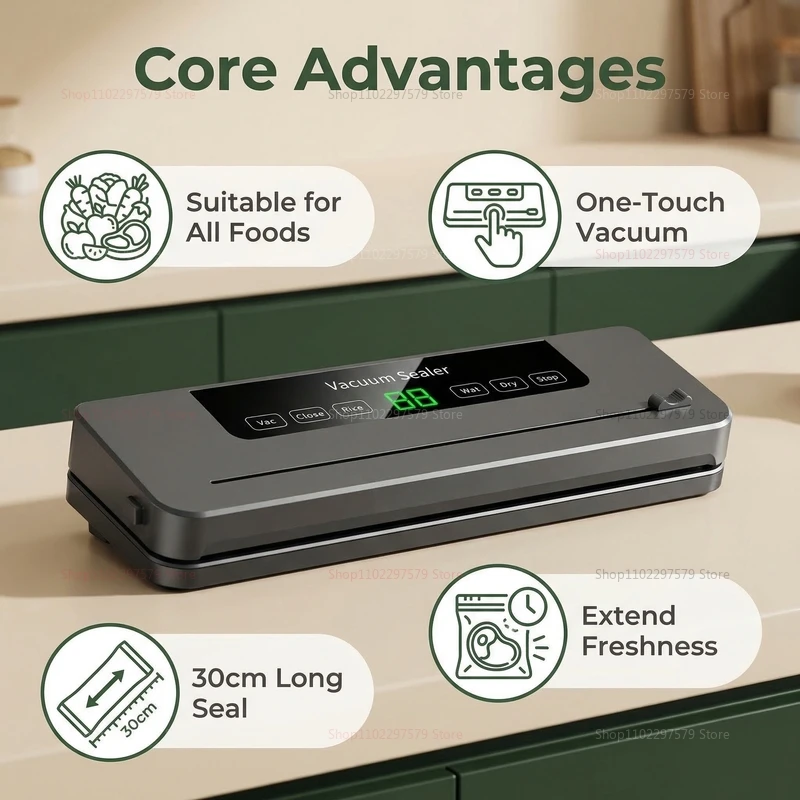 Vacuum Sealer Machine for Dry and Wet Food Food Storage Sealing with Built-in Cutter UV Kitchen Food Vacuum Packaging Machine thumbnail 2
