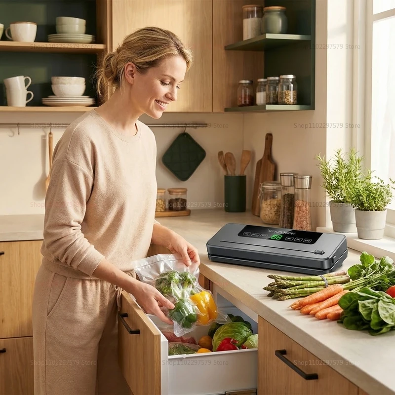 Vacuum Sealer Machine for Dry and Wet Food Food Storage Sealing with Built-in Cutter UV Kitchen Food Vacuum Packaging Machine thumbnail 5