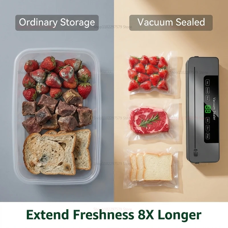 Vacuum Sealer Machine for Dry and Wet Food Food Storage Sealing with Built-in Cutter UV Kitchen Food Vacuum Packaging Machine thumbnail 3