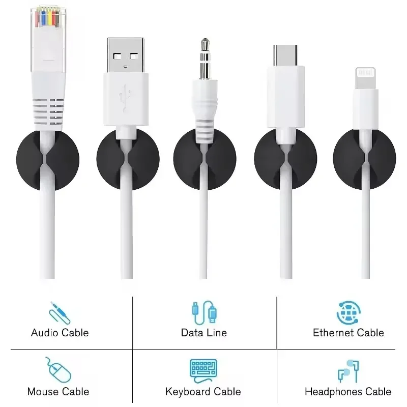 Desktop Cable Clips Portable Adhesive Cable Management Charger Wire Holder Clips Cord Organizers for Home Office Car Nightstand thumbnail 4