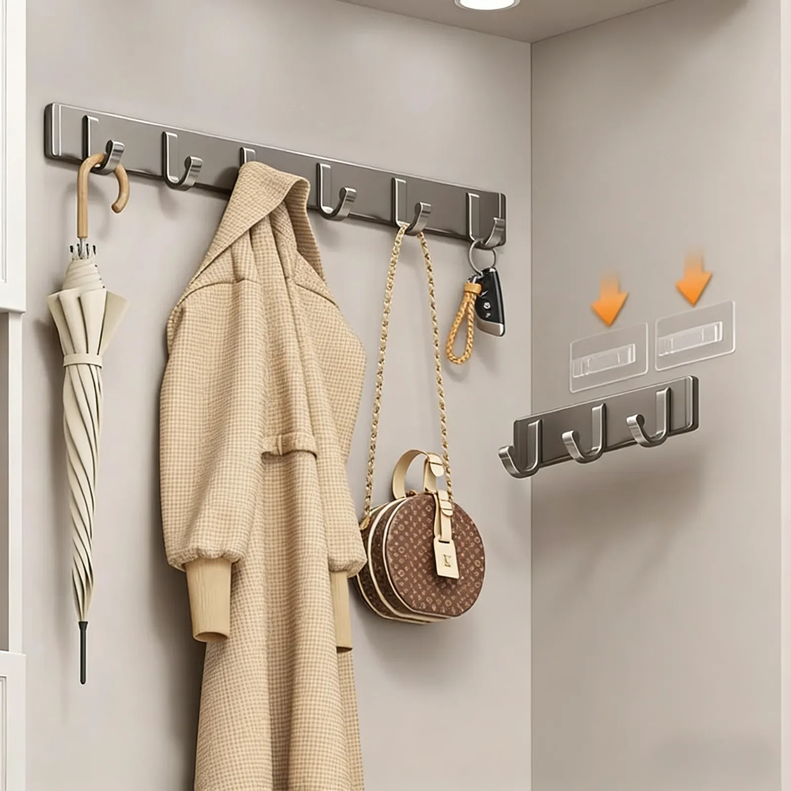 Non Perforated Bathroom Hooks,Wholesale of Door Hooks, Space Aluminum, Bedroom Storage, Clothes Hanger Hooks, Wall Clothes Hook thumbnail 2