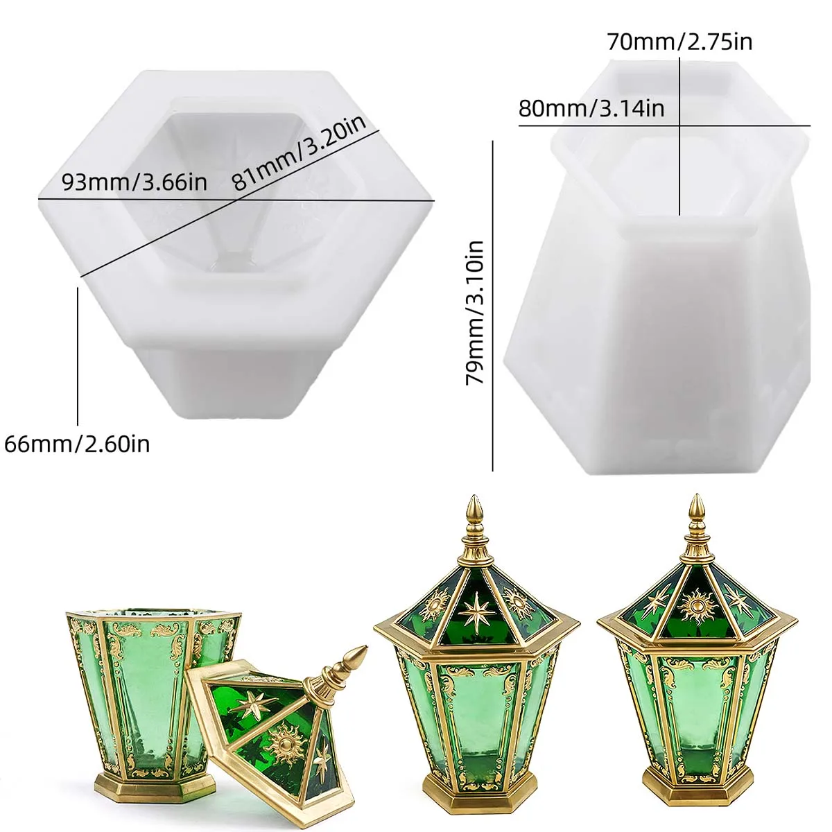 Eid Ornaments Candle Jar Silicone Mold DIY Hexagon Star Moon Relief Jewelry Storage Box Crafts Making Plaster Resin Clay Molds thumbnail 3
