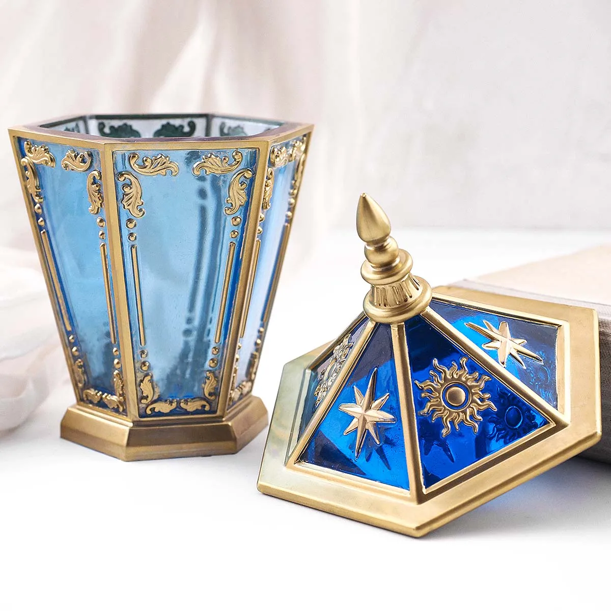 Eid Ornaments Candle Jar Silicone Mold DIY Hexagon Star Moon Relief Jewelry Storage Box Crafts Making Plaster Resin Clay Molds thumbnail 2