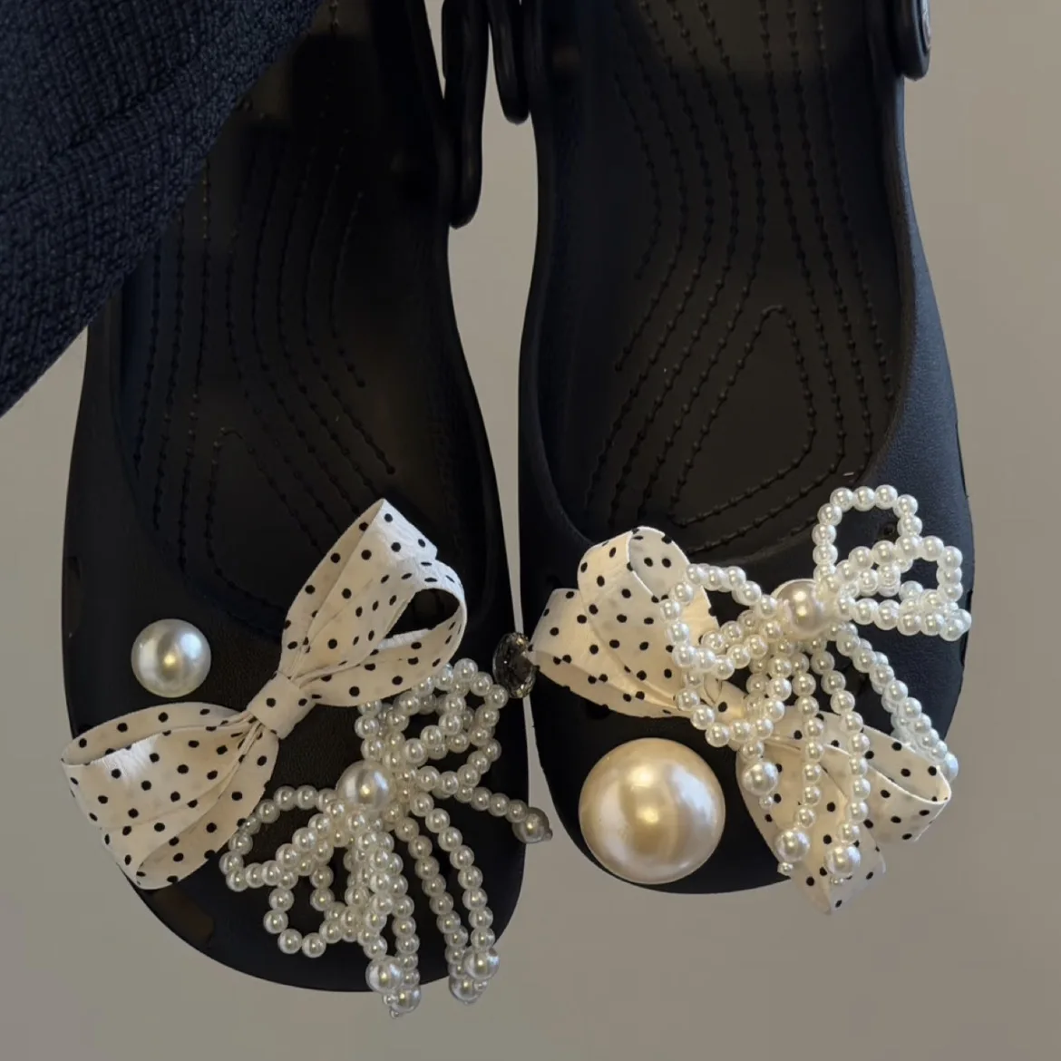 Luxury pearl bow Shoe Charms Set Women Retro Ballet Shoes corc charms pack fashion Shoe decorations DIY Shoe Accessories thumbnail 3