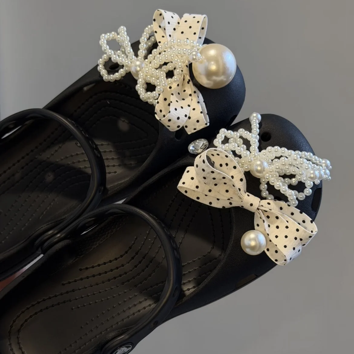 Luxury pearl bow Shoe Charms Set Women Retro Ballet Shoes corc charms pack fashion Shoe decorations DIY Shoe Accessories thumbnail 2