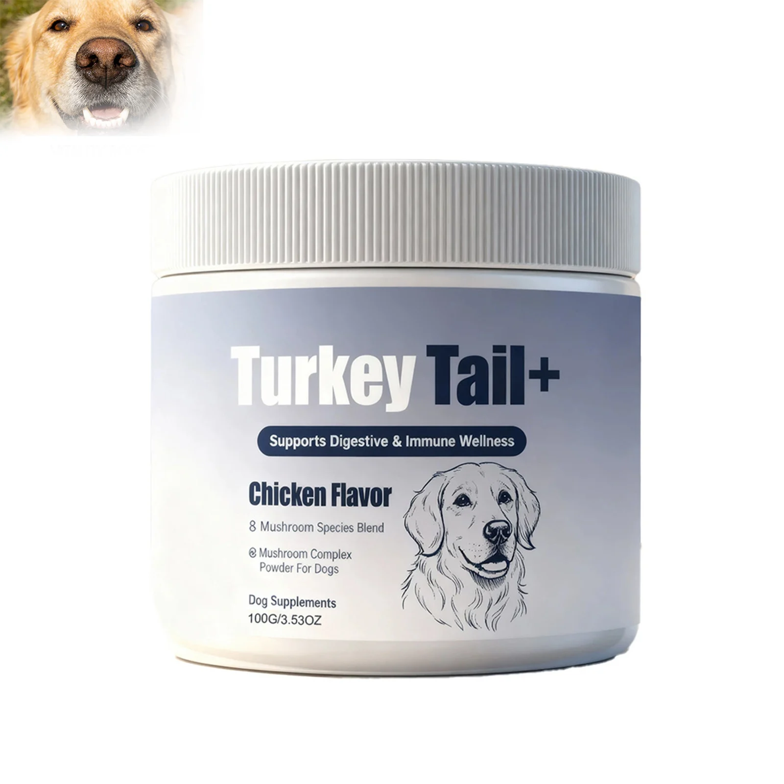 100g Pet Immune Supplement Powder with Reishi Beta-Glucan Probiotics For Adult Dogs Daily Health-Care With Natural Ingredients