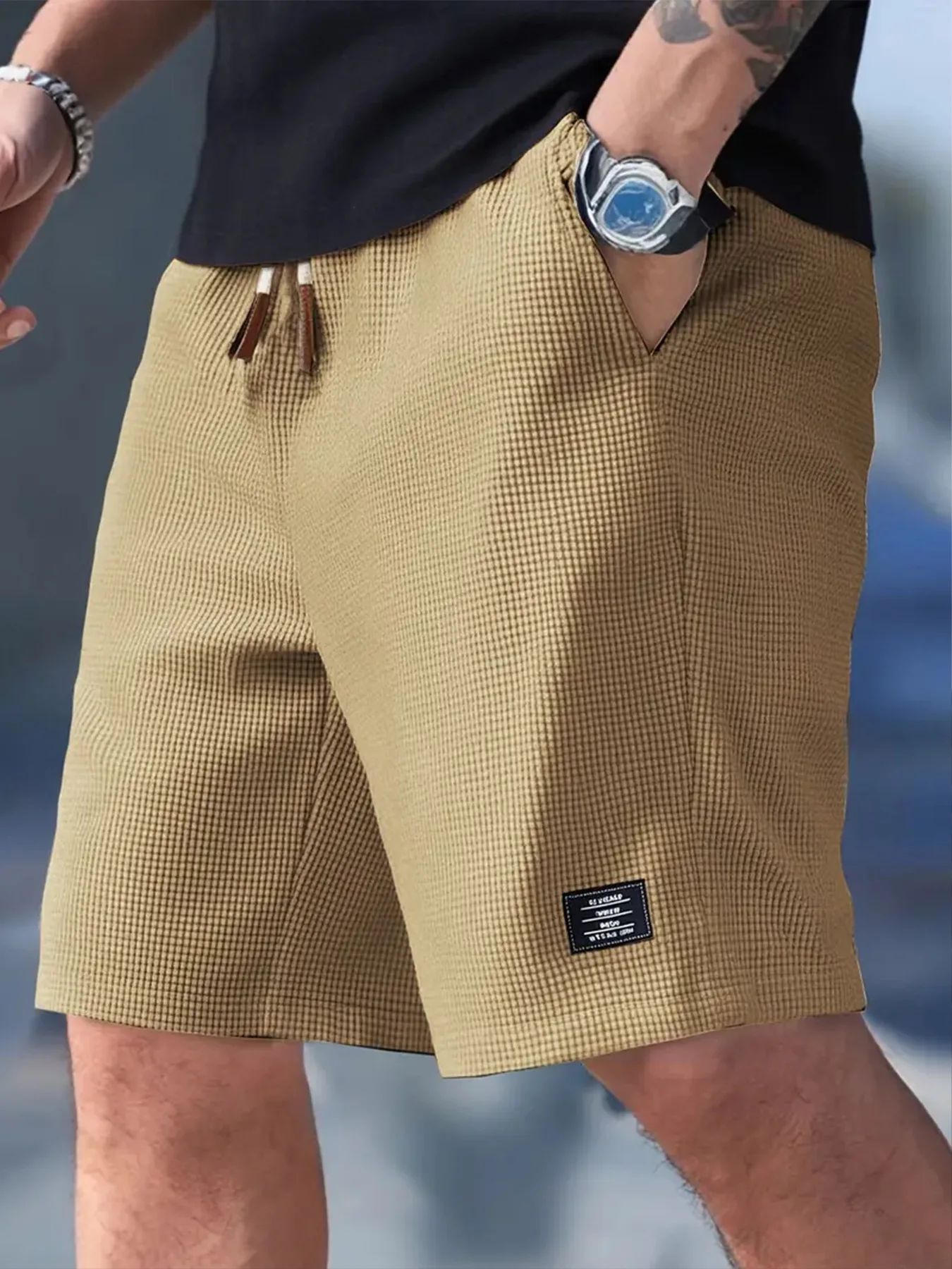 Men's Summer Casual Sports Shorts Plaid Checkered Loose Knee Length Shorts American Fashion Sports Street Shorts thumbnail 5