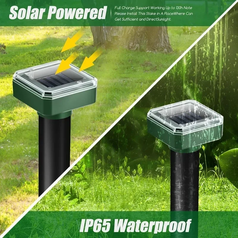 1/2/4pcs Solar Powered Ultrasonic Sonic Mole Pest Rodent Repeller Repellent Yard Outdoor Lamp Backyard Farmland Mouse Repeller thumbnail 4