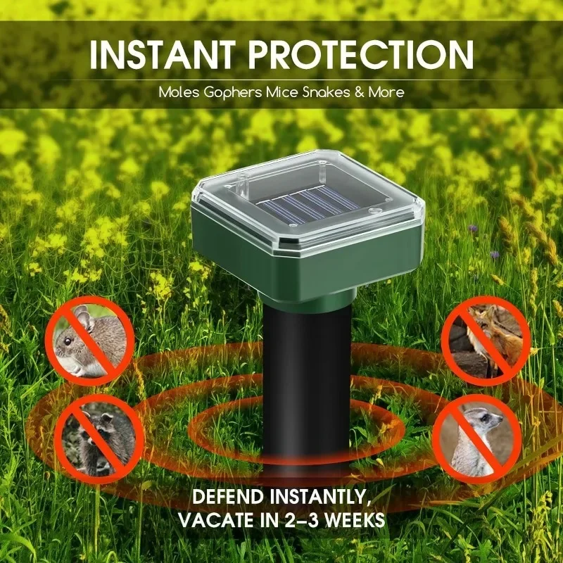 1/2/4pcs Solar Powered Ultrasonic Sonic Mole Pest Rodent Repeller Repellent Yard Outdoor Lamp Backyard Farmland Mouse Repeller thumbnail 2