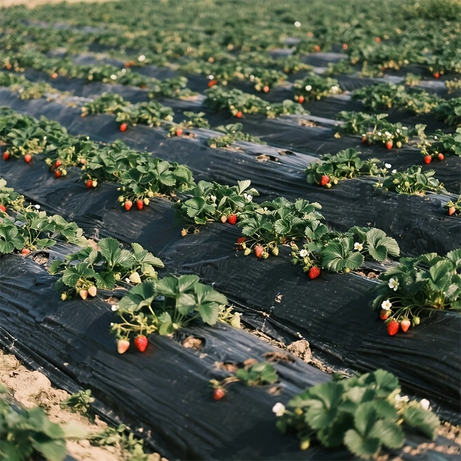 Non-woven Garden Control Mulch Film, Black Agricultural Control Mulch Film, 60cm * 10m, Pre-Punched Holes thumbnail 3
