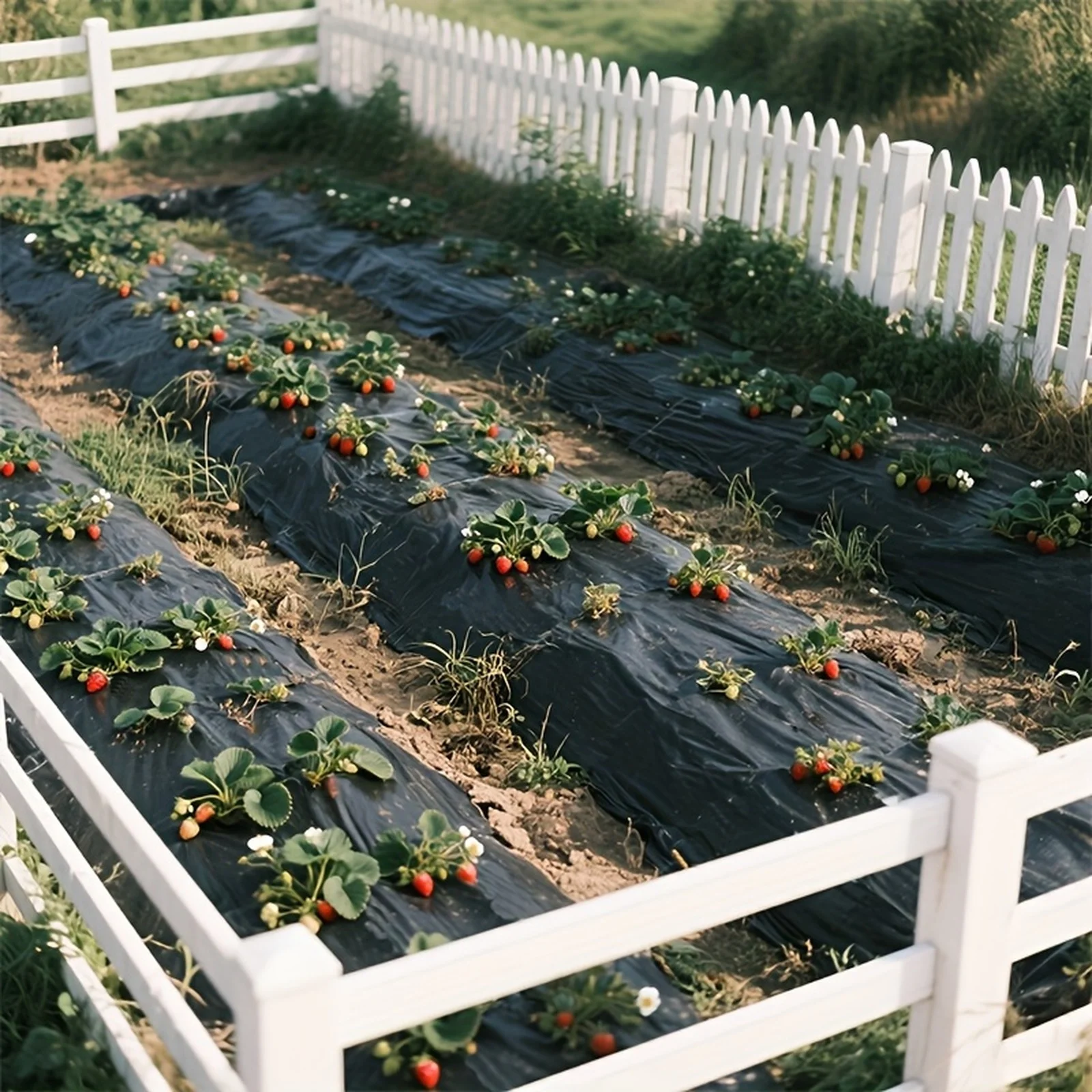 Non-woven Garden Control Mulch Film, Black Agricultural Control Mulch Film, 60cm * 10m, Pre-Punched Holes thumbnail 4