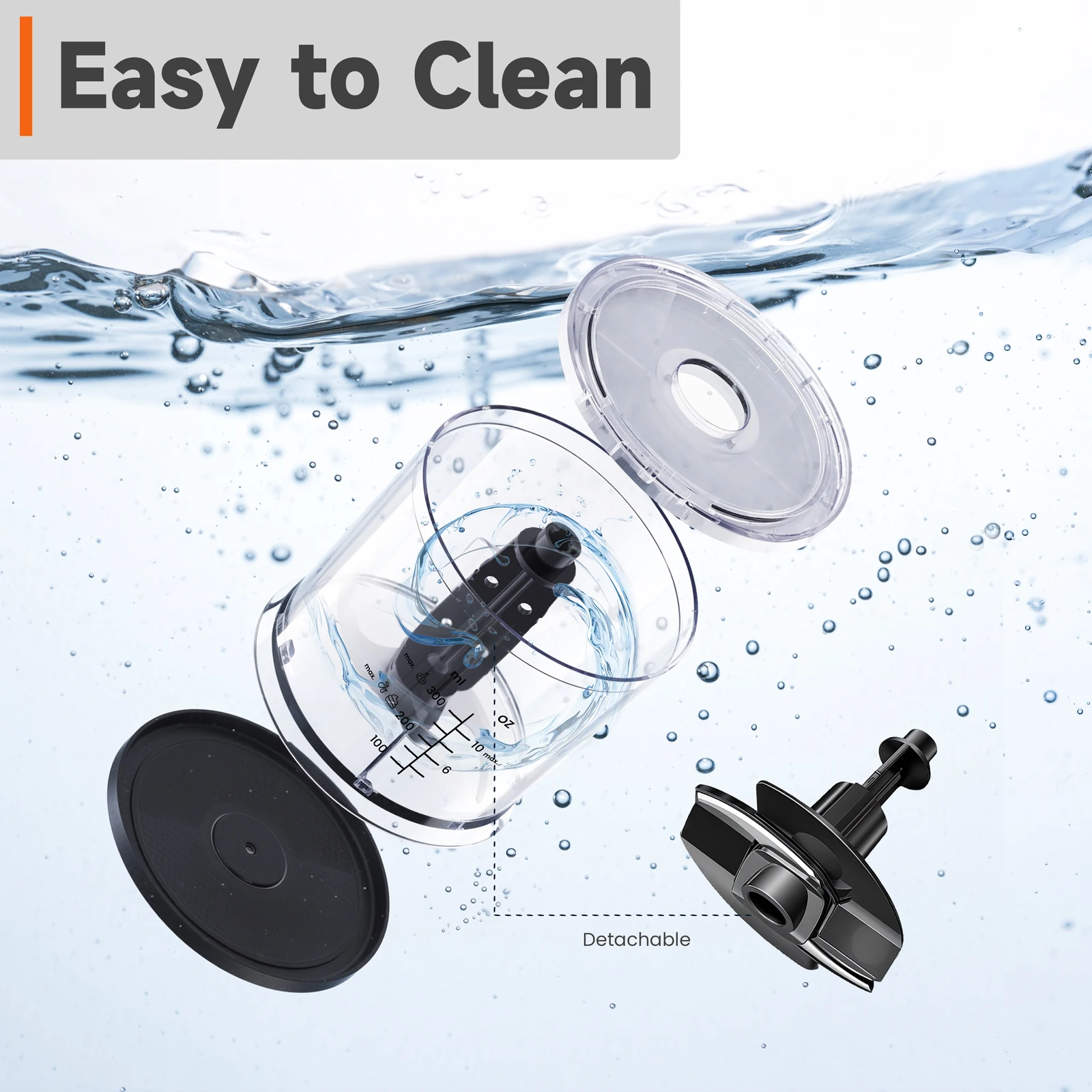 SUPERLEX Electric Food Chopper 4-in-1 Meat Vegetable Nuts Cream Blender Mini Food Processor 500ml Capacity for Kitchen UK Plug thumbnail 5
