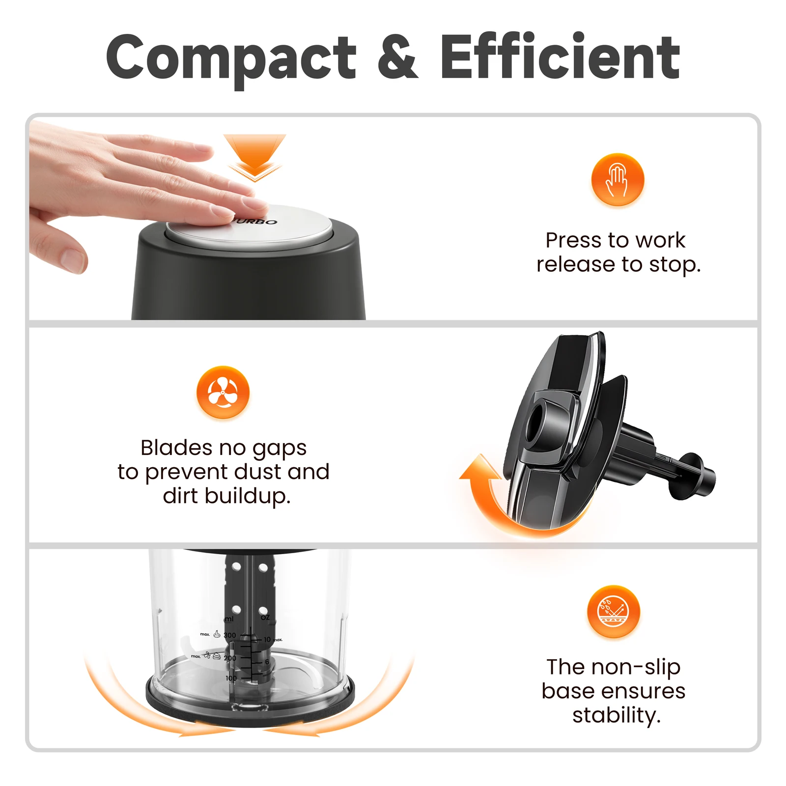 SUPERLEX Electric Food Chopper 4-in-1 Meat Vegetable Nuts Cream Blender Mini Food Processor 500ml Capacity for Kitchen UK Plug thumbnail 3