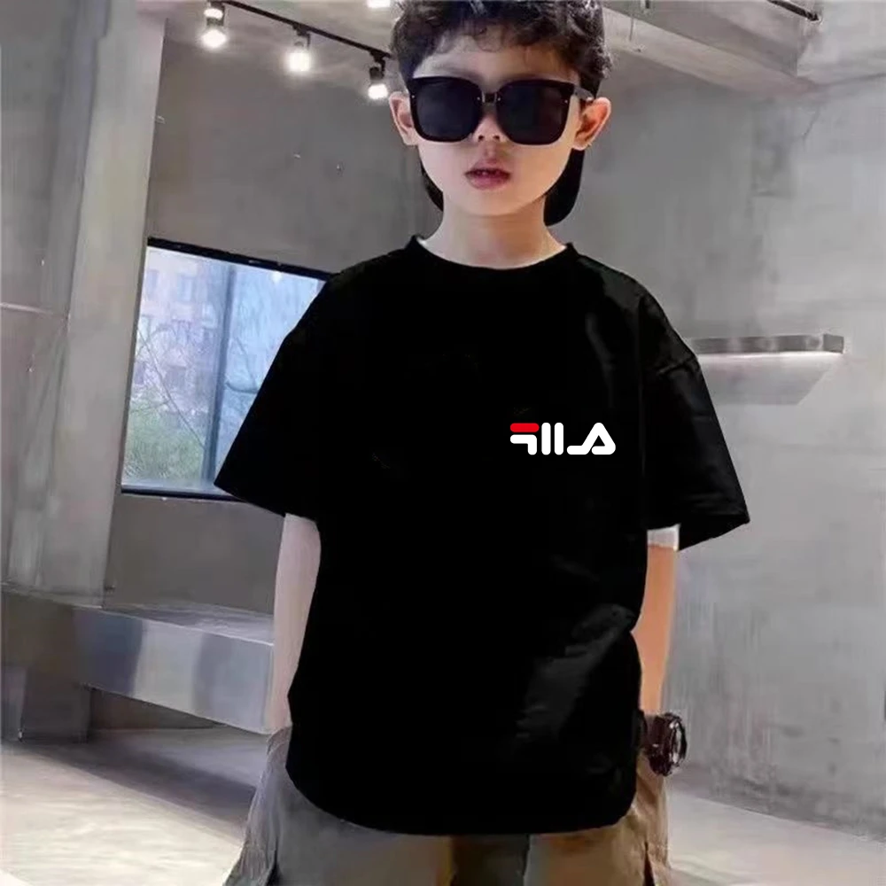 Summer Brand White T-shirt+Shorts Two-piece set Kids New Clothing Fashion Boy Girl3-12Yrs Sports Short-sleeved Casual Set thumbnail 4