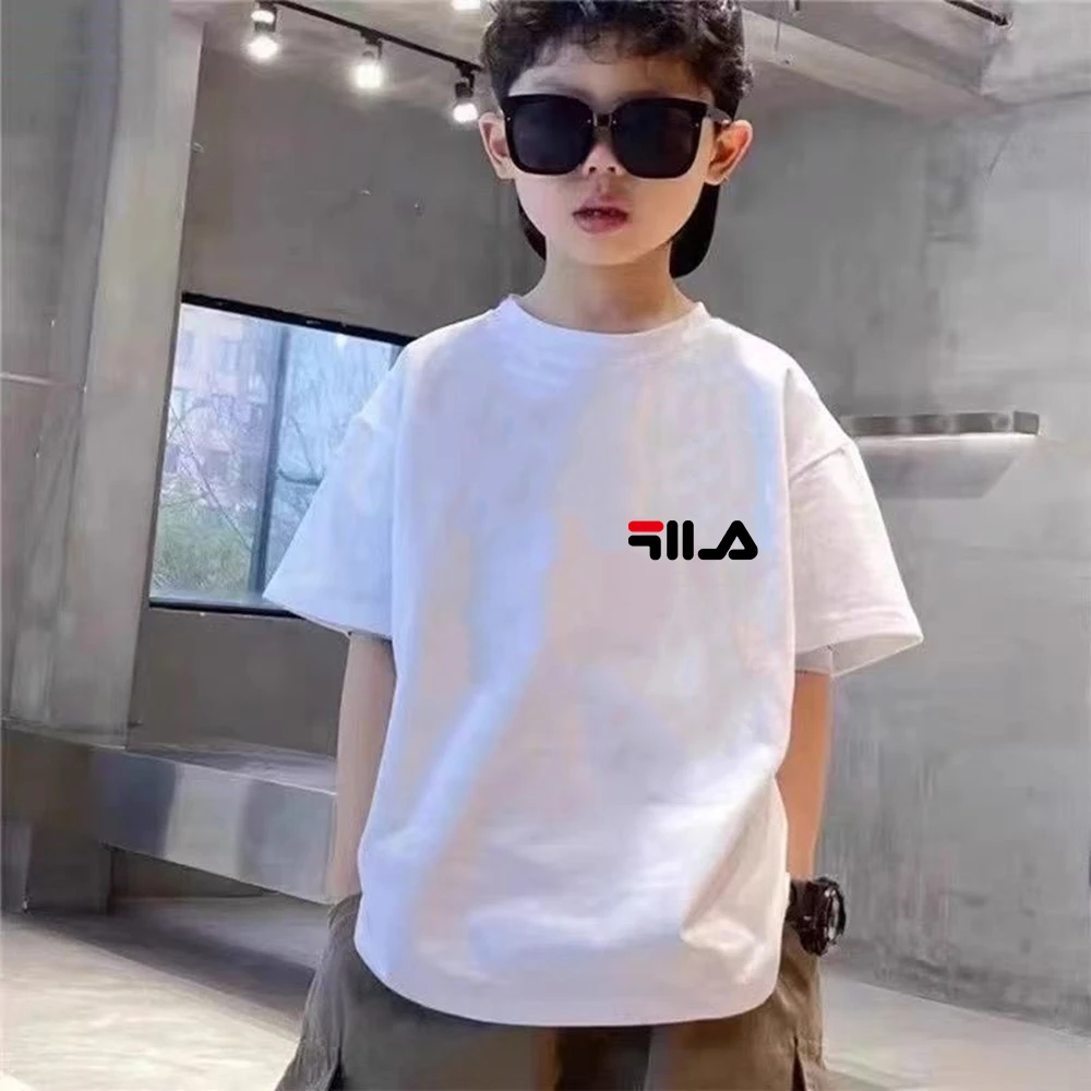 Summer Brand White T-shirt+Shorts Two-piece set Kids New Clothing Fashion Boy Girl3-12Yrs Sports Short-sleeved Casual Set thumbnail 5