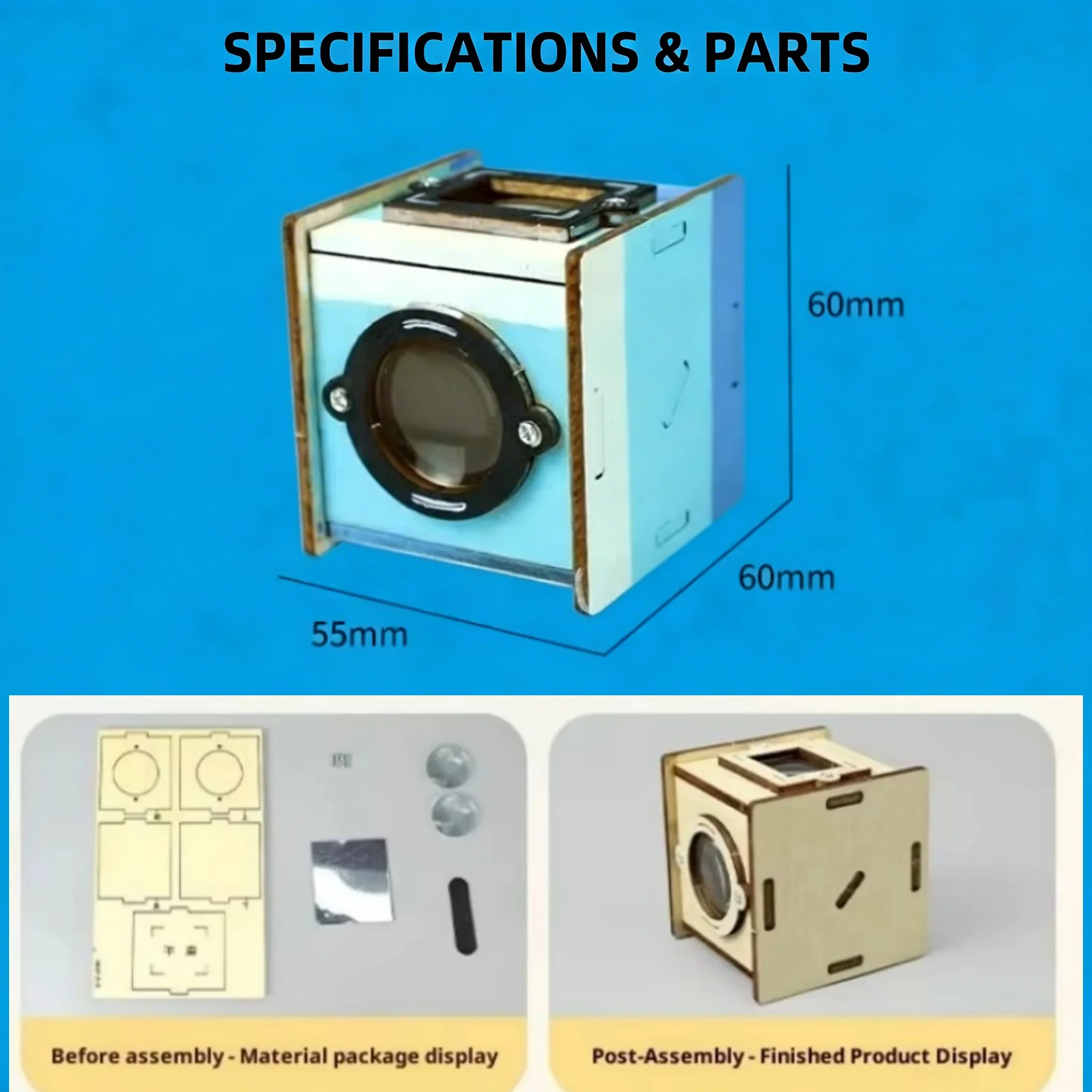 Waist Flat Viewfinder Wooden DIY Science Tech Small Maker Optical STEAM Physics Experiment Toy Student Handicraft Learning Gifts thumbnail 6