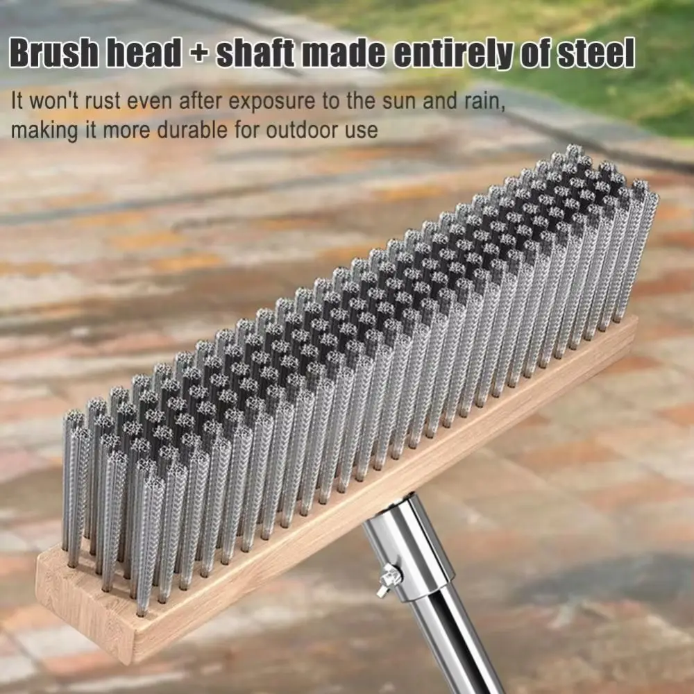 Stainless Steel Wire Broom Brush Corrosion-Resistant Heavy Floor Scrubbing Brush Rough Scrubber Duty Weed Moss Remover thumbnail 3