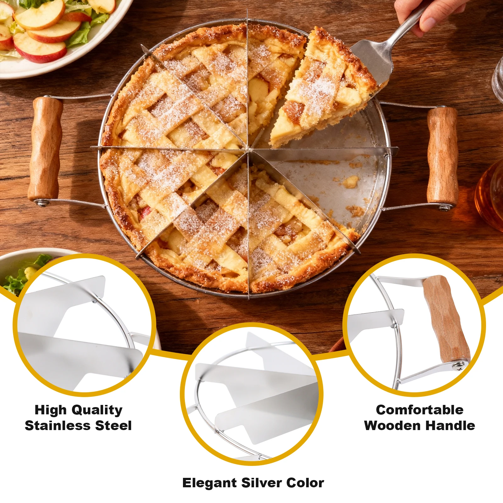 201 Stainless Steel Cake Divider 6/7/8 Equal Portions Cake Slicer Pizza Pie Cutter Kitchen Gadgets Pastry Cheese Divider tool thumbnail 6