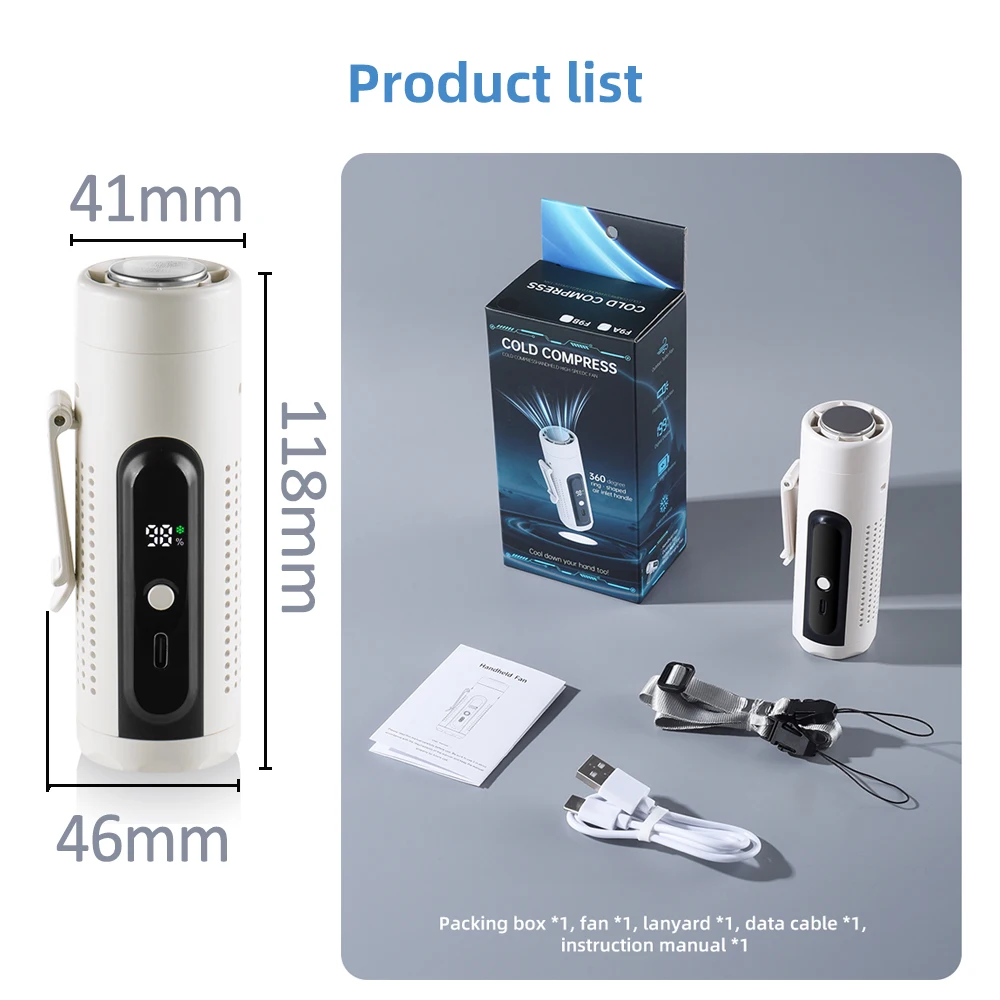 Mini Portable Neck Fan 3000mAh 199 Speeds Adjustable USB Rechargeable Handheld Fan Desktop 3-in-1 Turbo Air Cooling Pocket Fan thumbnail 5