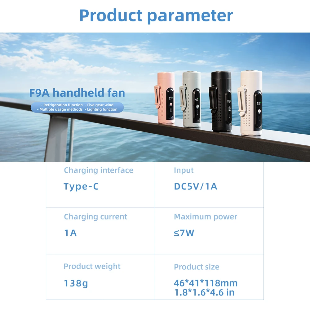 Mini Portable Neck Fan 3000mAh 199 Speeds Adjustable USB Rechargeable Handheld Fan Desktop 3-in-1 Turbo Air Cooling Pocket Fan thumbnail 2