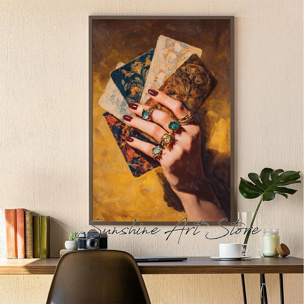 Book Owl Library Crystal Cabinet Mystical Cauldron Witch Magic Mystic Hands Celestial Poster Canvas Painting Wall Pictures Decor thumbnail 3