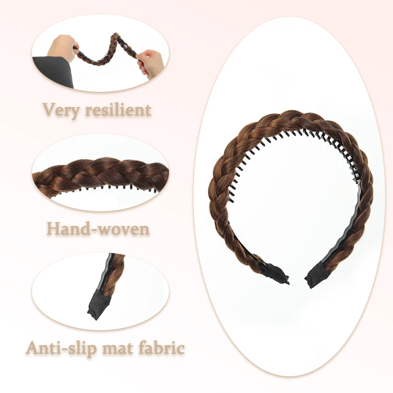 Wig headband fishbone braid anti slip headband imitation wig headdress high hair increment Fried Dough Twists braid thumbnail 3
