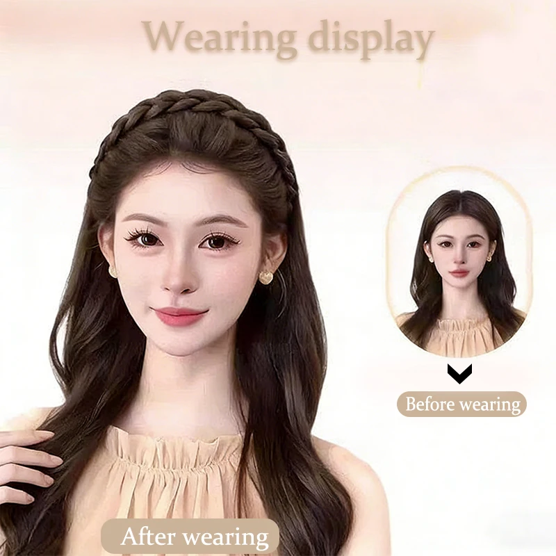 Wig headband fishbone braid anti slip headband imitation wig headdress high hair increment Fried Dough Twists braid thumbnail 4