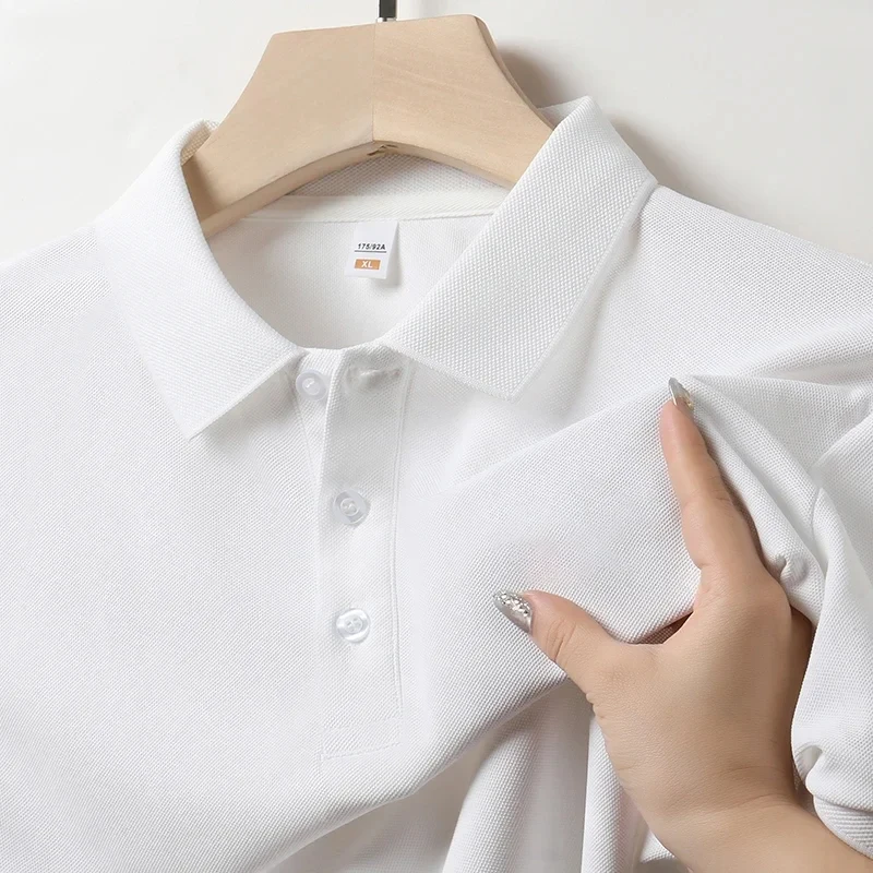 High Quality Breathable Men Women Polo Shirts Casual Solid Color Short Sleeve thumbnail 5