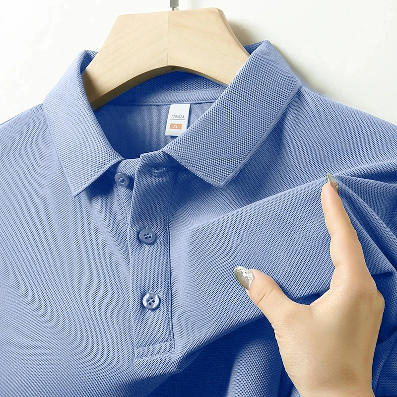 High Quality Breathable Men Women Polo Shirts Casual Solid Color Short Sleeve thumbnail 3