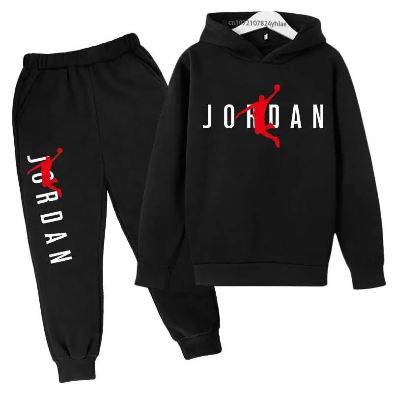 Autumn Hoodie Pants Two Piece Suit Children Spring   Boys And Girls Outdoor Sports Set Kid Casual Pullover basketball Coat thumbnail 2